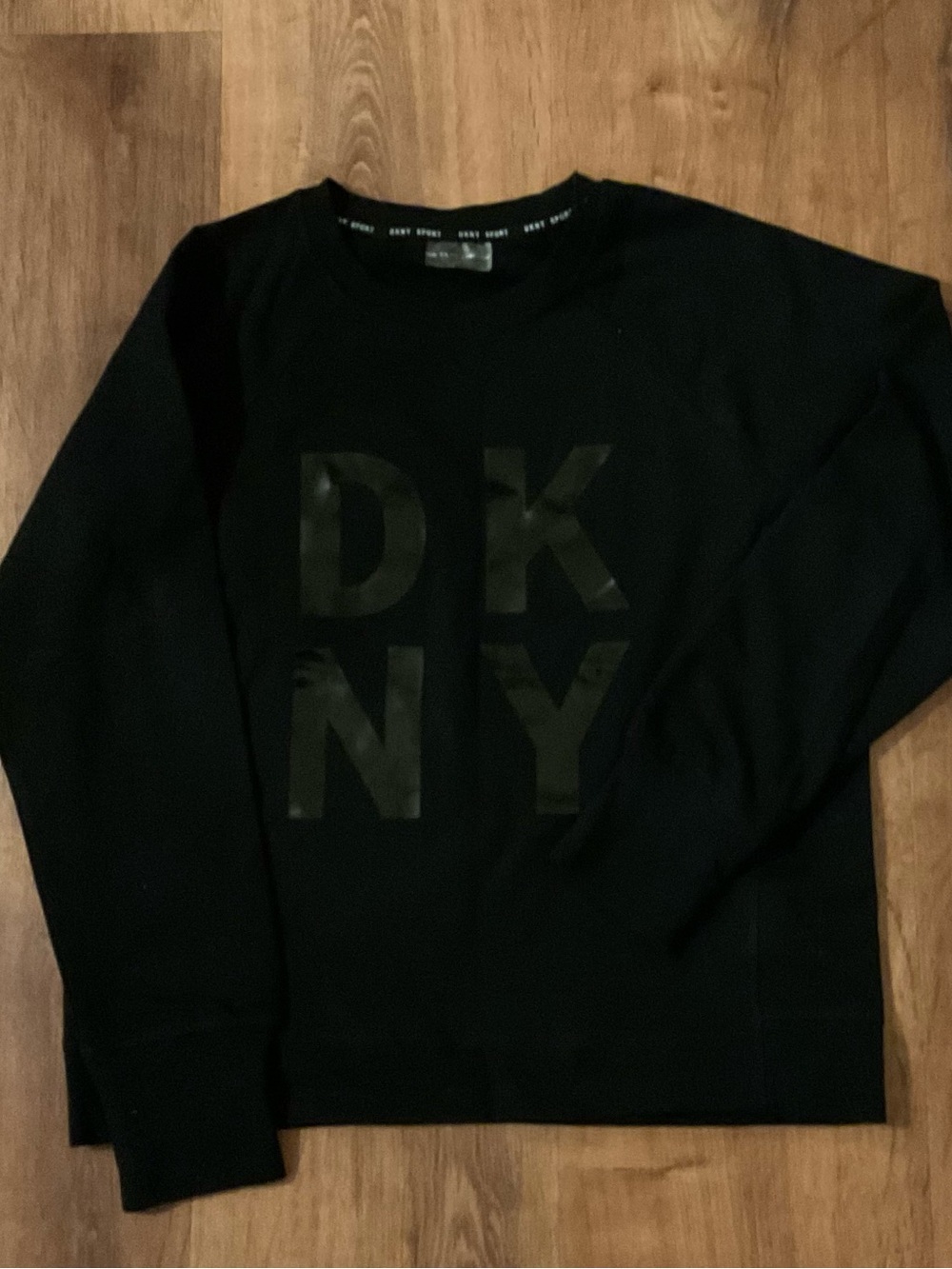 DKNY Black Crewneck Sweater with Tonal Logo